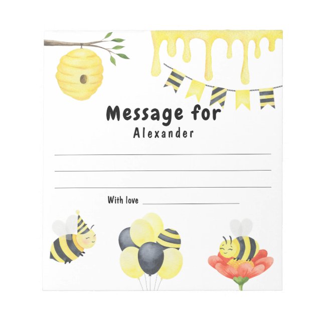 Bee Day Time Capsule Message Notepad (Front)