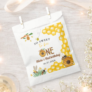 Bee day yellow honey bee first girl birthday party favour bag