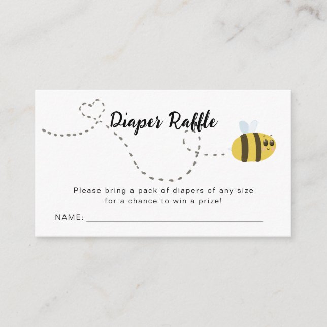 Bee Diaper Raffle Baby Shower Enclosure Card (Front)