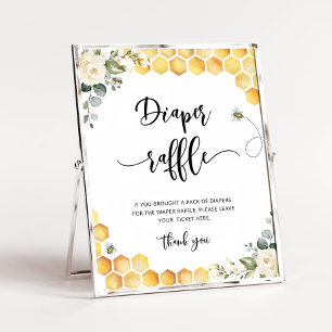 Bee diaper raffle baby shower sign