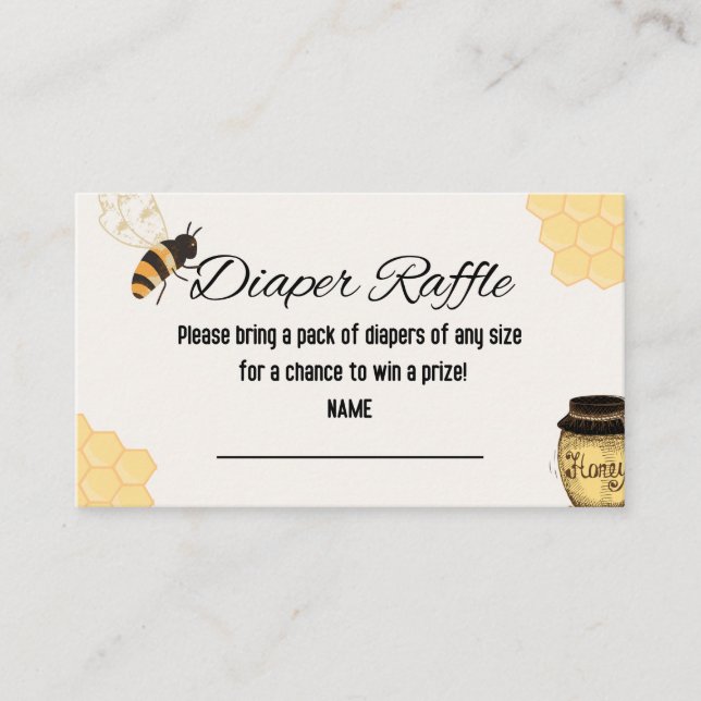 Bee diaper raffle  enclosure card (Front)