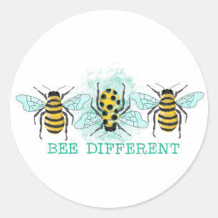 Bee Different Bumble Bee Trio Classic Round Sticker