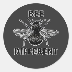 Bee Different Leopard Bee Weird Unique Inspiration Classic Round Sticker