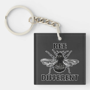 Bee Different Leopard Print Bumble Bee Honey Bee Key Ring
