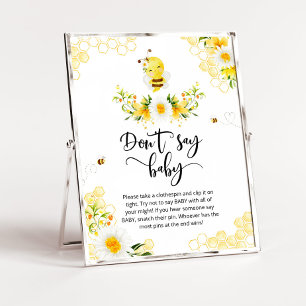 Bee don't say baby baby shower game poster