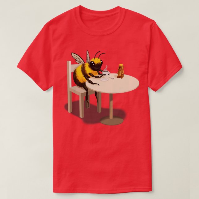 Bee Drinking Tea  T-Shirt (Design Front)
