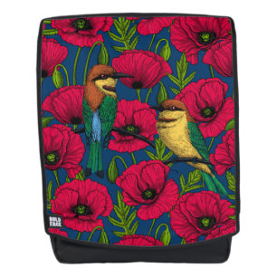 Bee eaters and poppies backpack