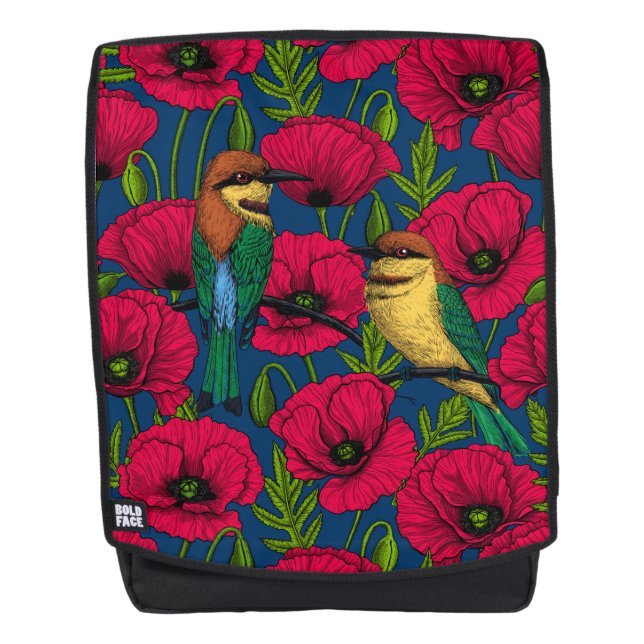 Bee eaters and poppies backpack (Front)
