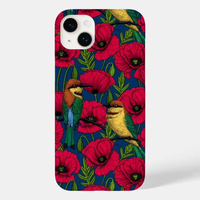 Bee eaters and poppies Case-Mate iPhone case (Back)