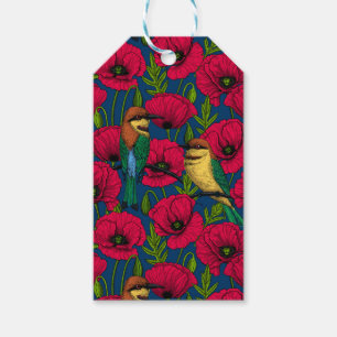 Bee eaters and poppies gift tags