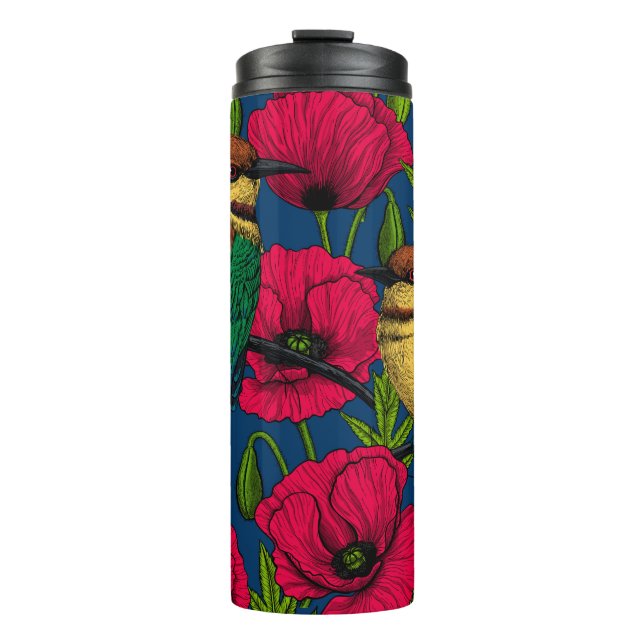 Bee eaters and poppies thermal tumbler (Front)