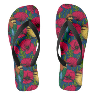 Bee eaters and poppies thongs