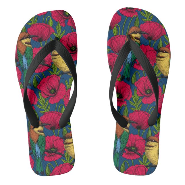 Bee eaters and poppies thongs (Footbed)