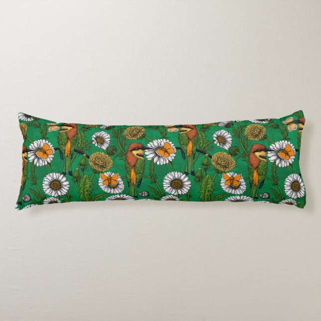 Bee eaters on a spring meadow body cushion (Front)