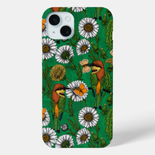 Bee eaters on a spring meadow iPhone 15 mini case