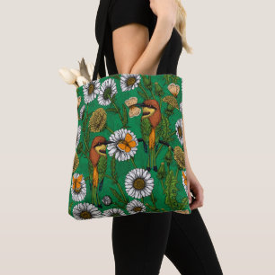 Bee eaters on a spring meadow tote bag
