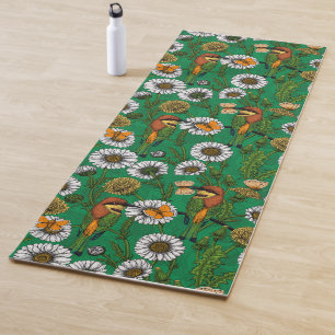 Bee eaters on a spring meadow yoga mat