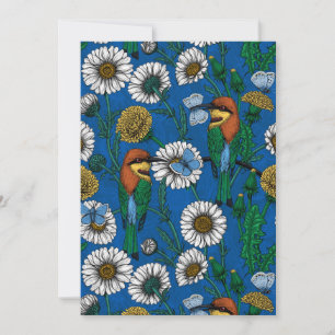 Bee eaters on blue