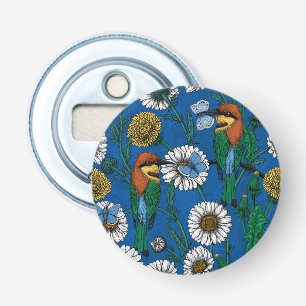 Bee eaters on blue bottle opener