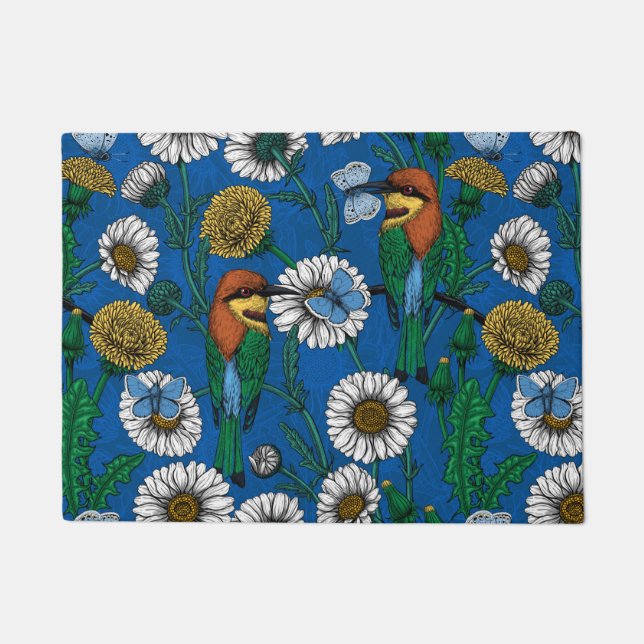 Bee eaters on blue doormat (Front)