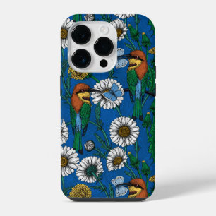 Bee eaters on blue iPhone 14 pro case