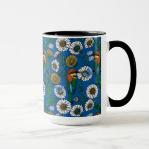 Bee eaters on blue mug