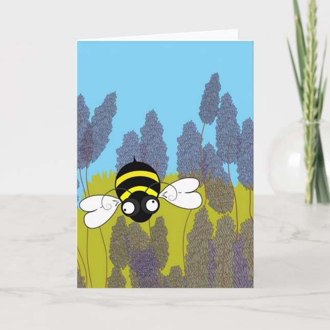 Bee Extraordinary Lavender Card (Blank Inside) (Front)