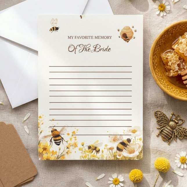 Bee Favourite memory of the bride Shower Game Card (Creator Uploaded)
