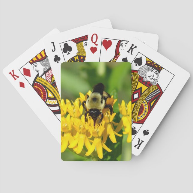 Bee Feasting on Butterfly Weed Wildflowers Playing Cards (Back)