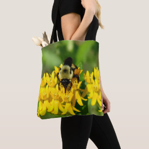 Bee Feasting on Butterfly Weed Wildflowers Tote Bag