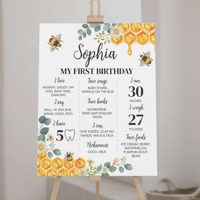Bee First Birthday Milestone Sign (Creator Uploaded)