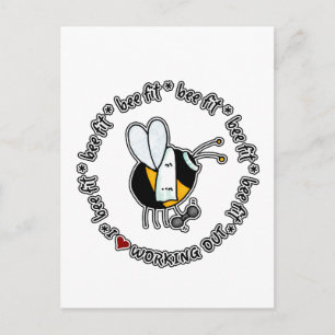 bee fit - working out postcard