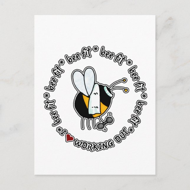 bee fit - working out postcard (Front)