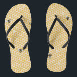 Bee Flip Flops<br><div class="desc">Bee Yourself! I mean it, cover yourself in bees from head to toe. Why not? There is no good reason not to. A warm yellow hive pattern and perfectly delightful bees will a great way to start. You will look so sweet!</div>