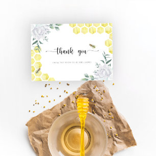 Bee floral bridal shower thank you card