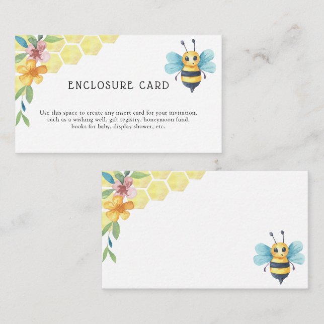 Bee floral - Custom Text Enclosure Card (Front/Back)