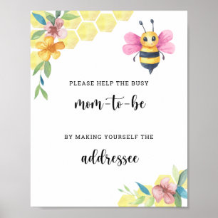 Bee floral - Help the Busy Mum-to-Be  Poster