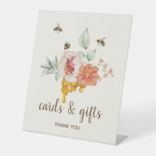 Bee Floral Honeycomb Baby Shower Gift Table Pedestal Sign