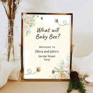 Bee Floral honeycombs gender reveal welcome sign