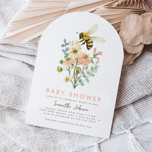 Bee Floral Mama-to-Bee Arch Baby Shower Invitation (Creator Uploaded)