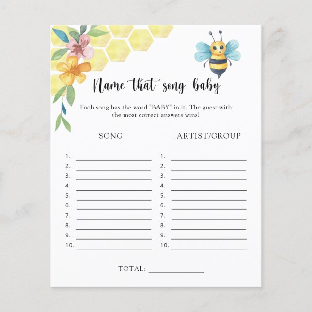 Bee floral - Name that Baby Song (Front)