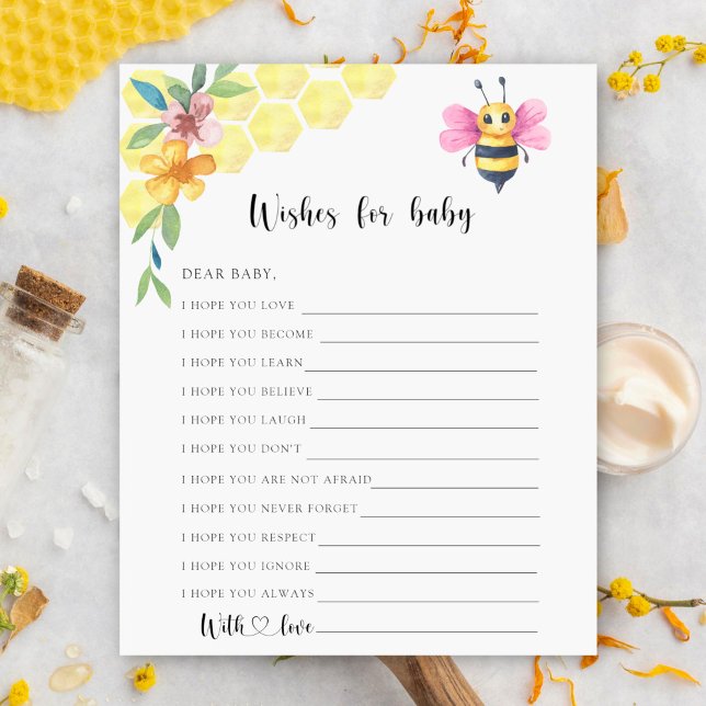 Bee floral - Party game | wishes for baby (Creator Uploaded)
