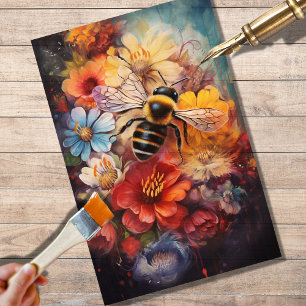 Bee Floral Vibrant Colours Decoupage Paper