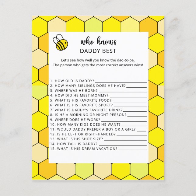 Bee floral Who knows DADDY best (Front)