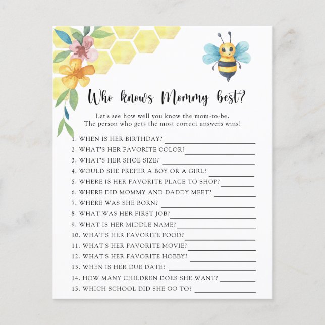Bee floral - Who knows mummy best (Front)