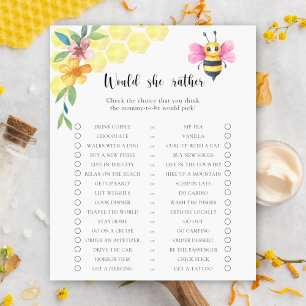 Bee floral / Would She Rather Baby Shower Game