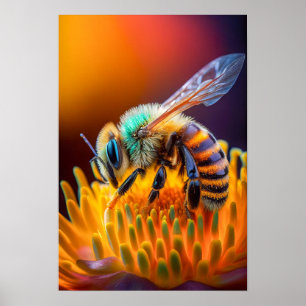 Bee Flower Calm Tranquil Nature Peaceful Season  Poster