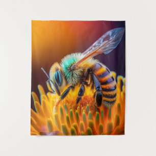Bee Flower Calm Tranquil Nature Peaceful Season Tapestry