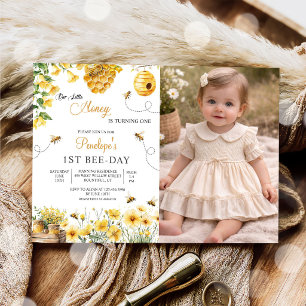Bee Flower Our Little Honey Is Turning Birthday  Invitation