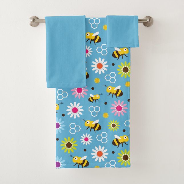 Bee & Flowers Bath Towel Set (Insitu)